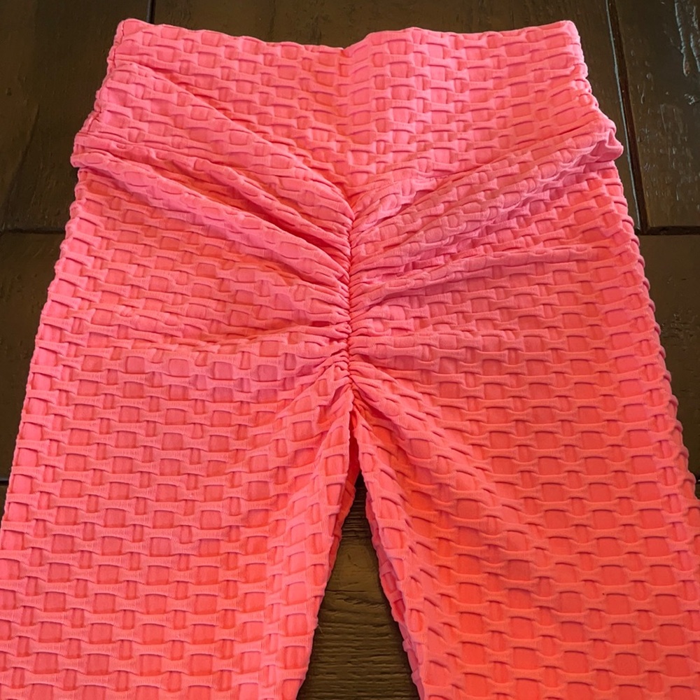 Hot pink scrunch bootie leggings